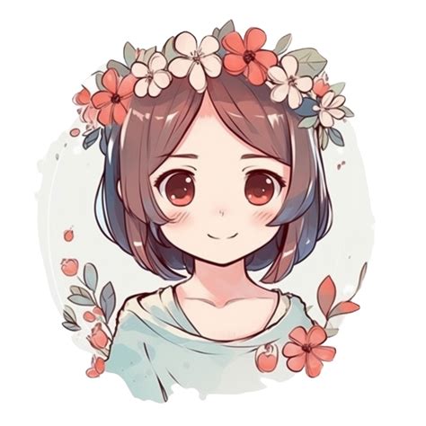 Free Mignonne Fille Dessin Animé Personnage Avec Fleur Sur Diriger Ai