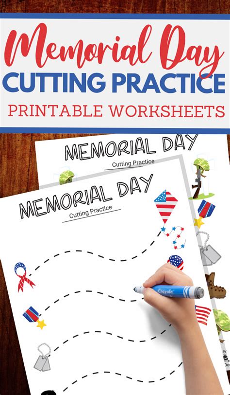 Memorial Day Cutting Practice Worksheets