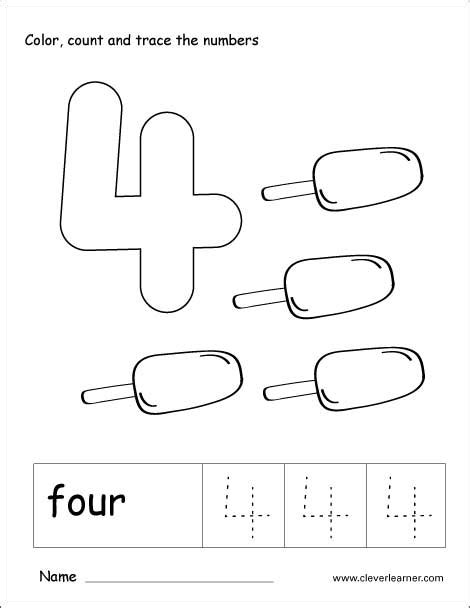 Number Four Writing Counting And Recognition Activities