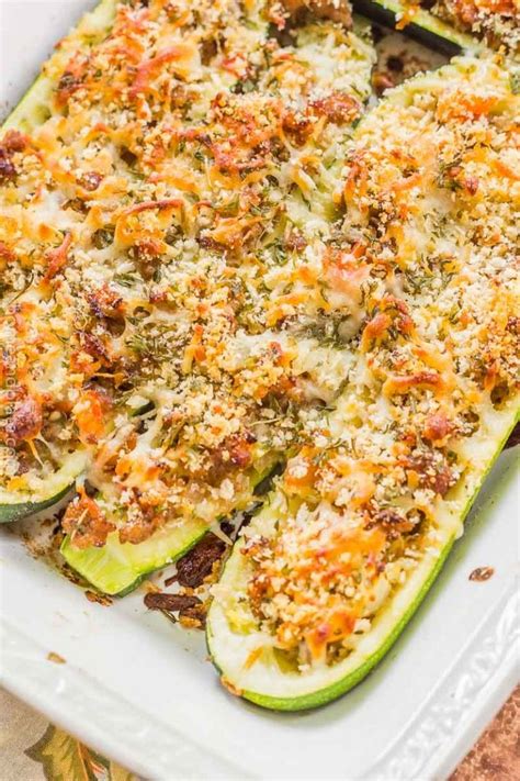 Easy Baked Stuffed Zucchini Boats Recipe Home And Plate Recipe
