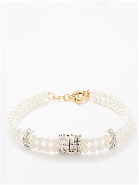 Timeless Pearly Gold Double Pearl And Crystal Choker 매치스패션 모던 럭셔리 온라인 쇼핑