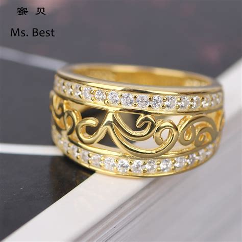Aanbieding 18k Golden Diamond Princess Square Ring Luxury Engagement