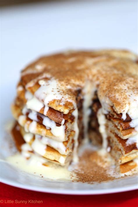 Cinnamon Pancakes With Cream Cheese Frosting Sweet Breakfast Light