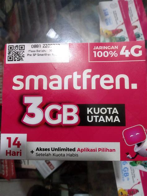 Kartu perdana Smartfren 3GB kuota utama 14 hari + akses unlimited