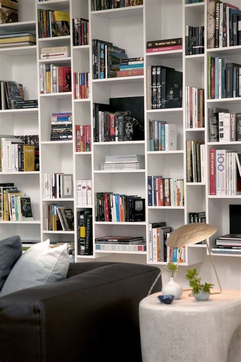 Asymmetrical Floating Bookcase — Custom Cabinets Built In Units