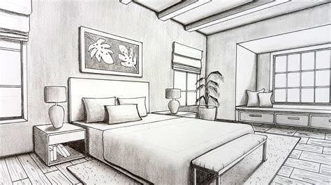 Drawing A Bedroom In Two Point Perspective Timelapse Youtube