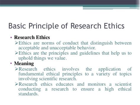 Basic Principle Of Research Ethics