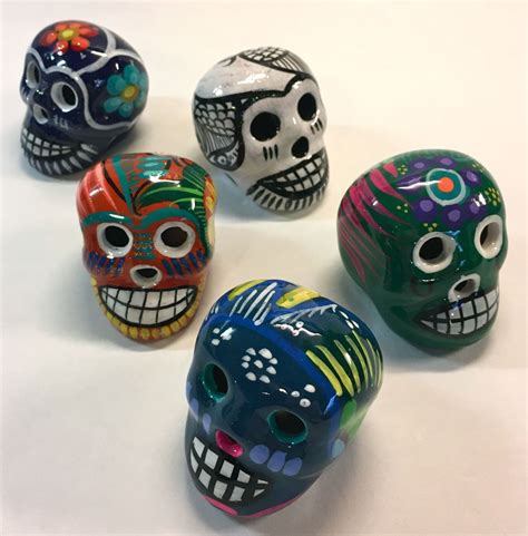 Small Authentic Mexican Painted Ceramic Skull Sugar Skull Day Etsy