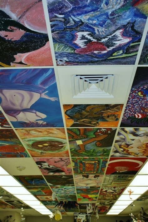 #ceiling tile #sun #sunburst #painting #acrylic #so cute. 21 DIY Ideas for Decorating Your Classroom | Ceiling tiles ...