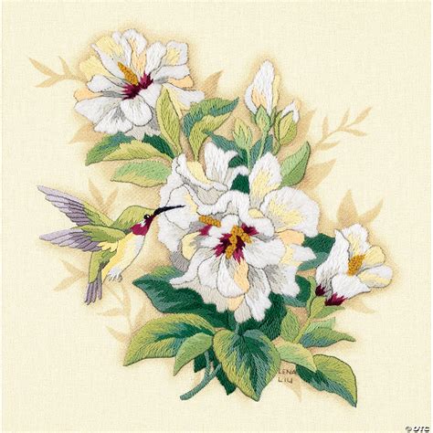 Dimensions Crewel Embroidery Kit 12x12 Hibiscus Floral Oriental