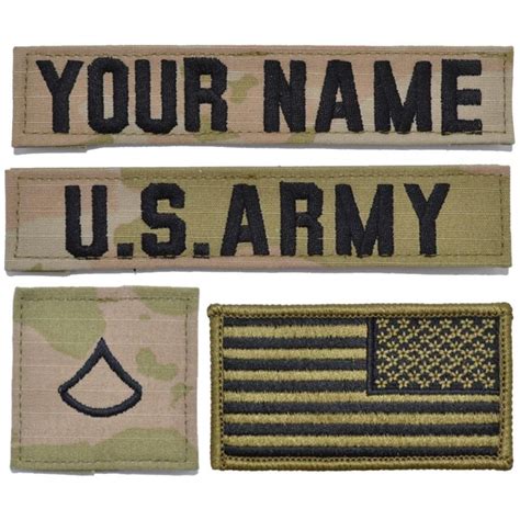 4 Piece Custom Army Name Tape And Rank Set Ocp Flag W Hook Fastener