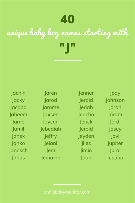 Some male names that begin with j are. 40 UNIQUE Boy Names Starting with "J" | Unique baby boy ...