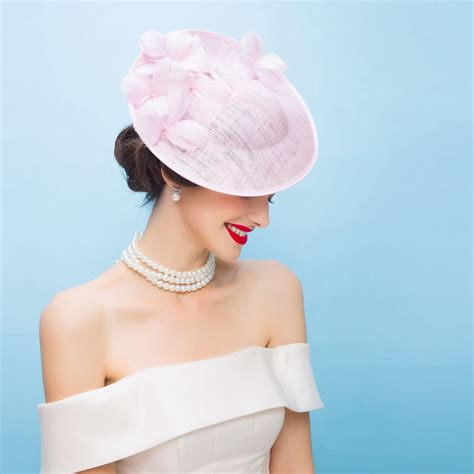 England Pink Pillbox Hats Women Elegant Flower Fedora For Ladies