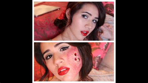 Classic Pin Up Girl Makeup Tutorial With A Scary Twist