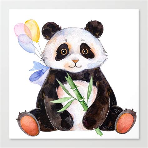 White Panda Watercolors Illustration Canvas Print By Artonwear Society6