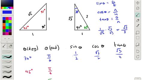 Trig 111 Trigonometric Ratios Of Special Right Triangles Part 1 Youtube