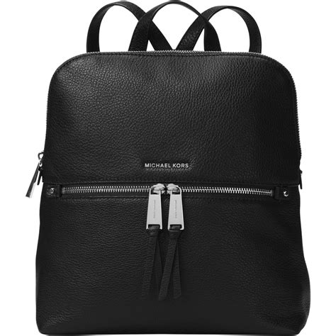 Michael Kors Womens Rhea Medium Slim Leather Backpack Black Clothing