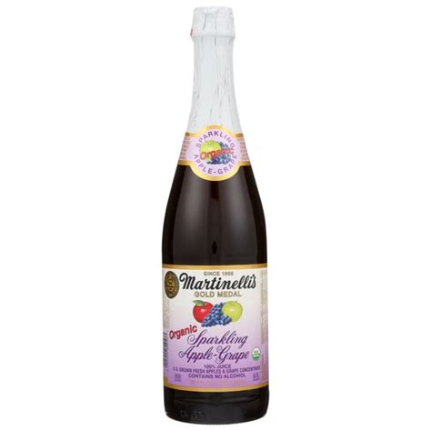 Martinellis Organic Apple Grape Sparkling Juice 254 Fluid Ounce 12