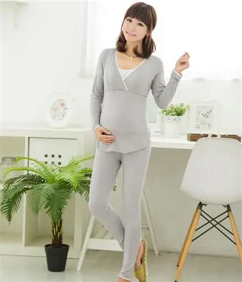 Fdfklak Sexy Pajamas For Pregnant Women Long Sleeve Maternity Suit Spring Autumn Pajamas For