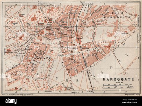 Harrogate Antique Town City Map Plan Yorkshire Baedeker 1927 Old