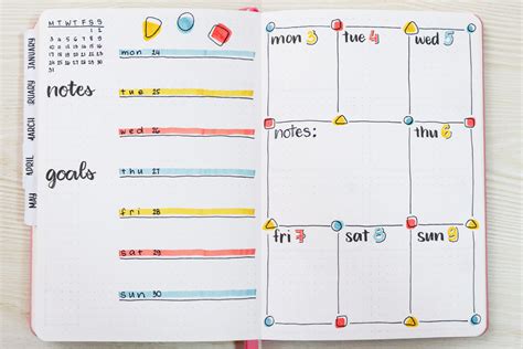 15 Bullet Journal Weekly Spreads One Page And Two Page Layouts