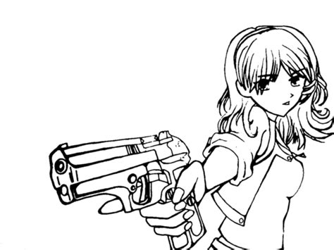 Girl With Gun Line Art By Justmikki On Deviantart