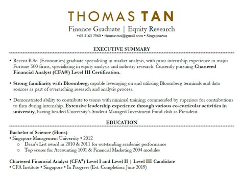 Aim for a few short. Fresh Graduate Resume Sample | Singapore CV Template
