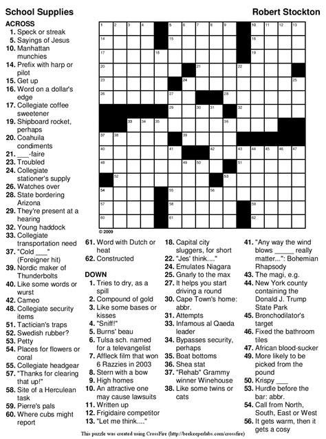 Printable Crossword Puzzles For Senior Citizens Printable Crossword