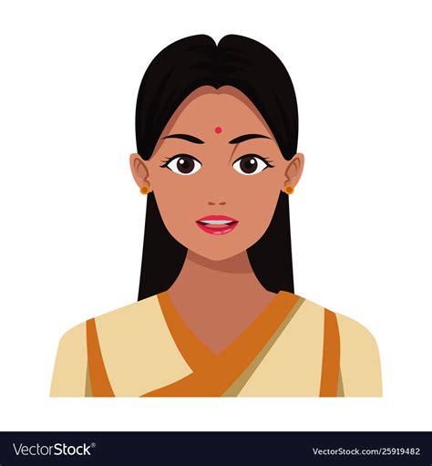 Indian Girl Face Avatar Cartoon Royalty Free Vector Image