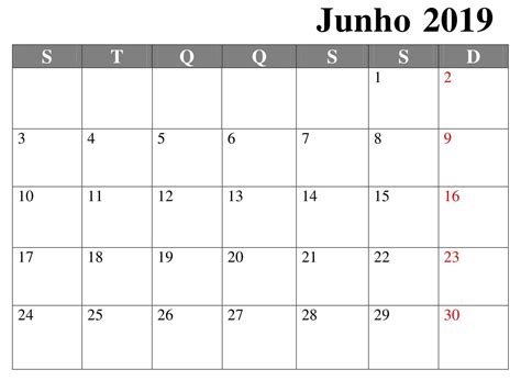 Desculpem, era mês de julho\2021 com fotos. Junho Calendário 2019 Word