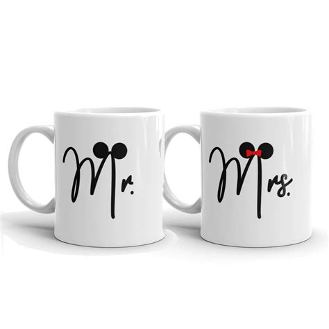 Disney Mr And Mrs Mugs Disney Wedding T Disney Coffee Etsy