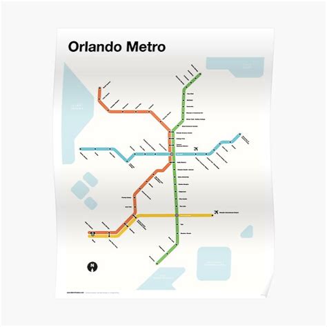 Orlando Metro Fantasy Subway Map For Orlando Florida Poster For