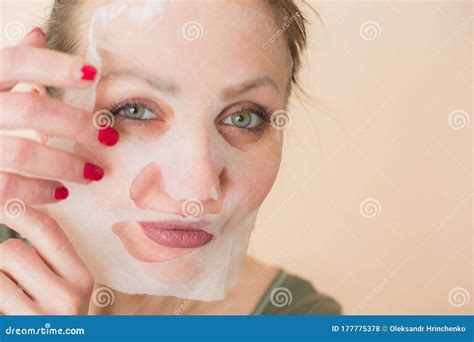 Girl In A Cosmetic Face Mask Stock Photo Image Of Mask Closeup