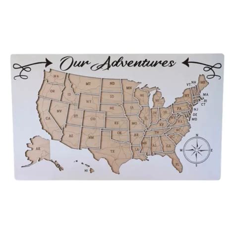 3d Wooden Usa States Map Travel Map Push Pin Patriot Decor Map Wall