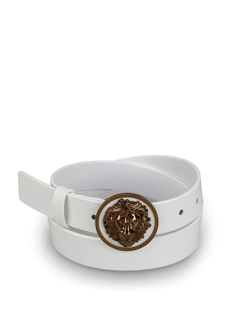 Belts Versus Versace White Leather Lion Head Buckle Belt