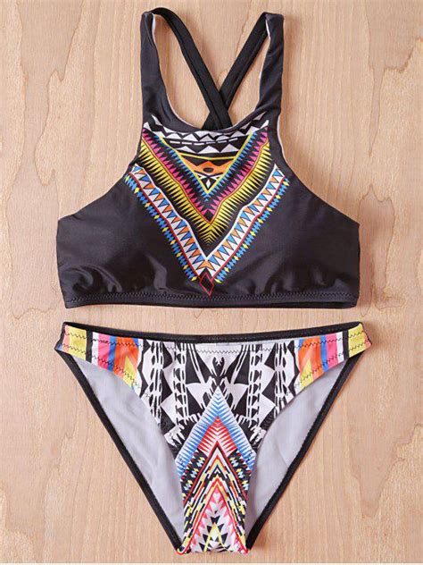 19 Off 2021 Halter Diamond Print Bikini Set In Colormix Zaful