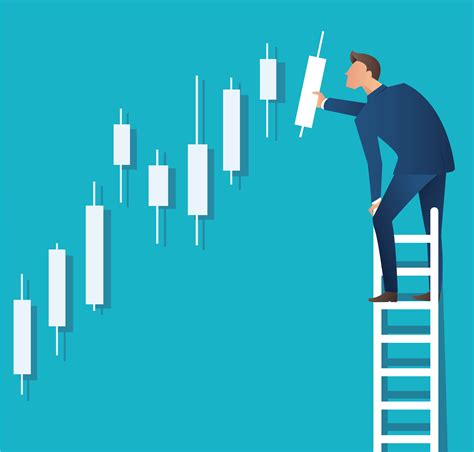 Business Concept Vector Illustration Of A Man On Ladder With