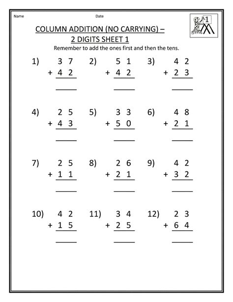 Printable Addition Worksheets Grade 1