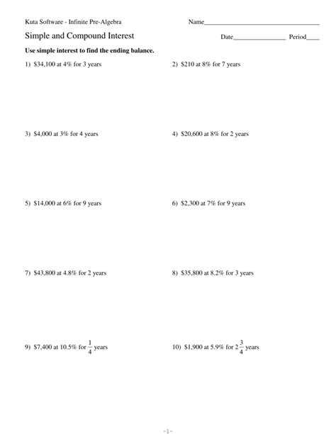 Simple And Compound Interest Worksheet — Db