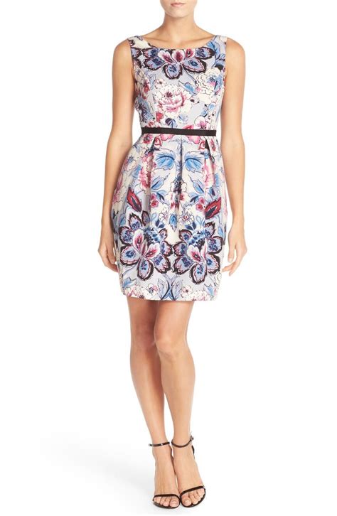 Adrianna Papell Floral Print Woven Fit And Flare Dress Regular And Petite