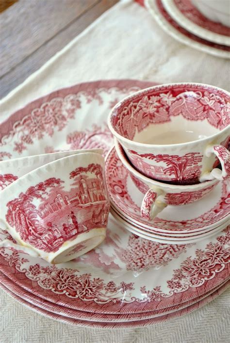 The Growers Daughter Red Transferware Transferware Red Dishes Antique Dishes