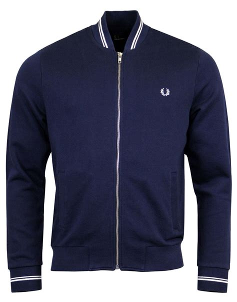 Fred Perry Retro Mod Indie Tipped Bomber Jacket In Carbon Blue