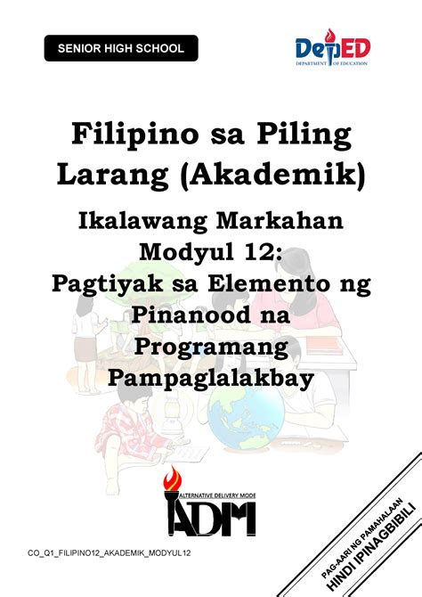 Q2 Filipino 3 Module 12 Lecture Notes 6 Filipino Sa Piling Larang