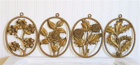 Four Seasons Floral Wall Decor Gold Cast Aluminum By Sexton Metalcraft Vintage Shops