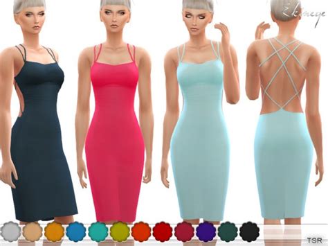 The Sims Resource Crisscross Back Midi Dress By Ekinege Sims 4 Downloads