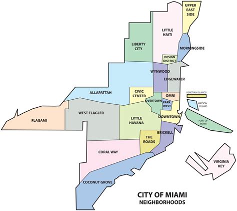 Map Of Miami City Of Miami Map Florida Usa
