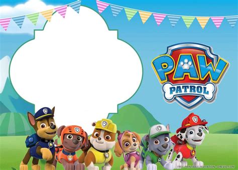 The paw patrol balloon rests in its netting after being inflated on the upper. (FREE PRINTABLE) - Paw Patrol Birthday Invitation Template ...