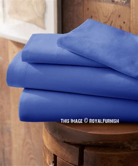 6.machine wash,water temperature below 30 degrees, not soak. Royal Blue 4Pc Cotton Bed Sheet Set 1 Flat Sheet, 1 Fitted ...