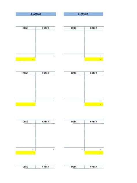 Plantilla Cuentas T Estado De Resultados Hoja De Balance