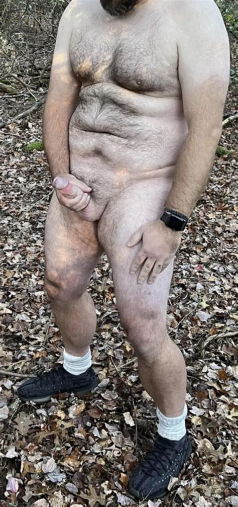 Daddy Bear Naked And Stroking In The Woods Nudes Gaybears